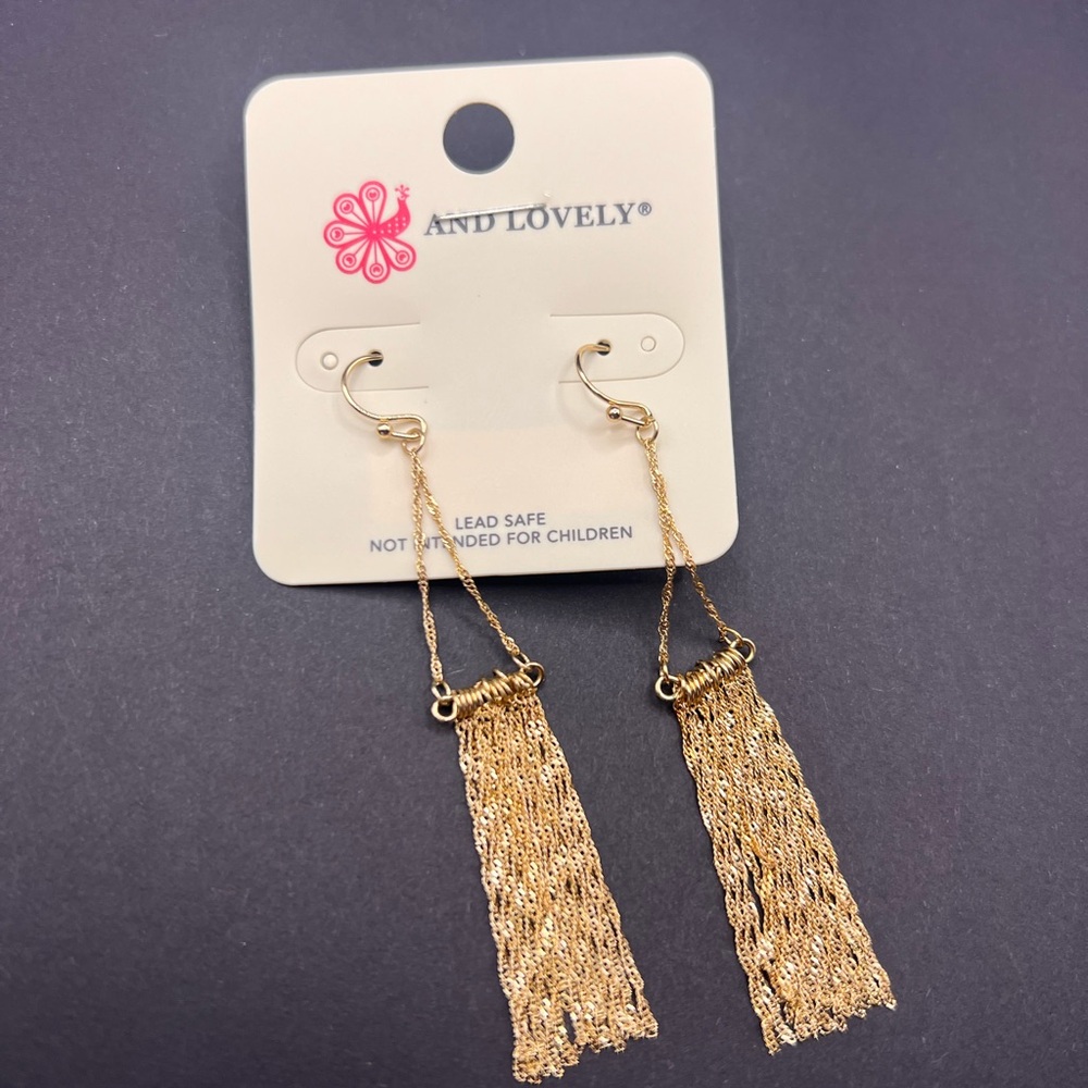 5/$25 Gold Tassel diamond cut Earrings